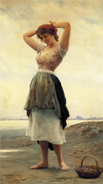  Eugene Pintura - En la playa dama Eugenio de Blaas